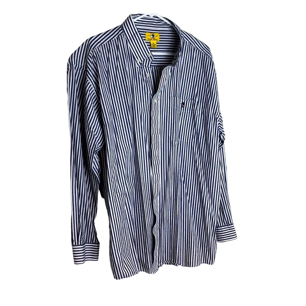 DUCK HEAD 100% Cotton Men’s 2XL Navy White stripe Oxford Extra buttons EUC